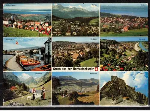 [Echtfotokarte farbig] 489bb * GRUSS AUS DER NORDOSTSCHWEIZ * MIT 9 ANSICHTEN **!!. 