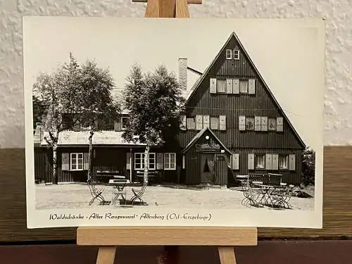 [Echtfotokarte schwarz/weiß] Waldschänke Altes Raupennest Altenberg. 