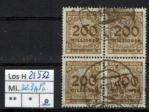 Deutsches Reich 1923 Nr 323 A Pa Gestempelt (Posten)