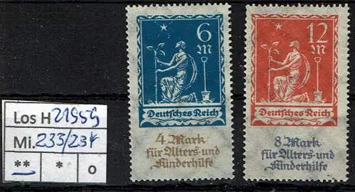 Deutsches Reich 1922 Nr Mi. 233/34 Postfrisch / **