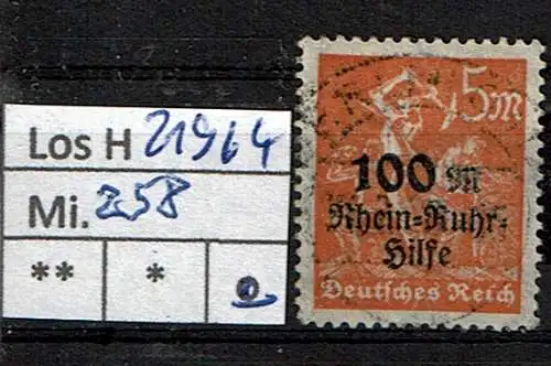 Deutsches Reich 1923 Nr Mi. 258 Gestempelt (Posten)