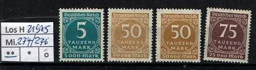 Deutsches Reich 1923 Nr Mi. 274/76 Postfrisch / **