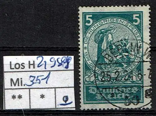 Deutsches Reich 1924 Nr Mi. 351 Gestempelt (Posten)