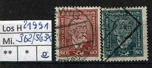 Deutsches Reich 1924 Nr Mi. 362/63 x Gestempelt (Posten)
