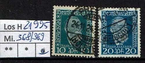 Deutsches Reich 1924 Nr Mi. 368/69 Gestempelt (Posten)