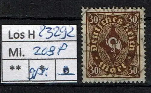 Deutsches Reich 1922 Nr Mi. 208 P Gestempelt (Posten)