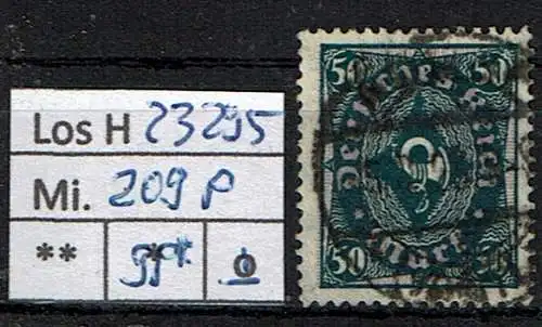 Deutsches Reich 1922 Nr Mi. 209 P Gestempelt (Posten)