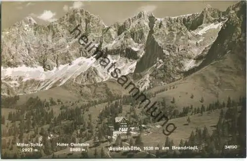 Austriahütte am Brandriedl - Foto-Ansichtskarte - Verlag P. Ledermann Wien 1939