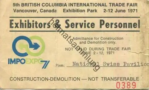 Kanada - 5th British Columbia International Trade Fair - Vancouver Canada - Exhibition Park 2-12 June 1971 - Exhibitors
