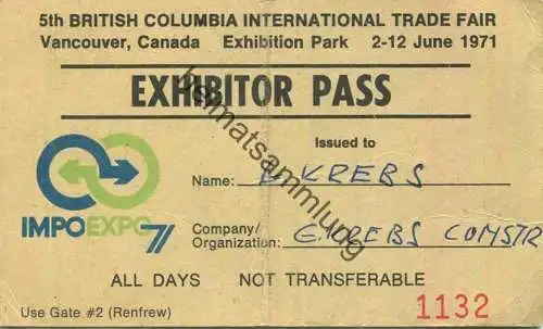 Kanada - 5th British Columbia International Trade Fair - Vancouver Canada - Exhibition Park 2-12 June 1971 - Exhibitor P