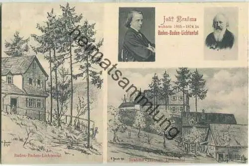 Baden-Baden - Lichtental - Joh. Brahms - Künstlerkarte signiert C. Jacob 1906 - Verlag Geschwister Moos Karlsruhe