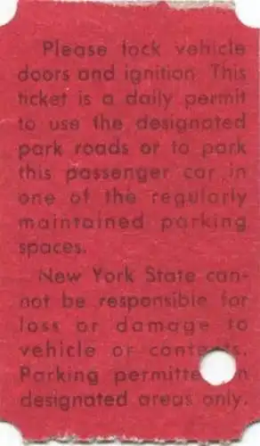 USA - Vehicle Use Pass New York State - Parks 1983