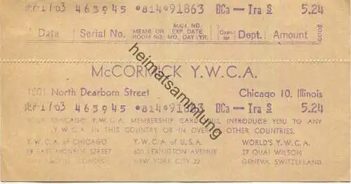 USA - McCormick YWCA Chicago - Sportstudio Eintrittskarte 1963