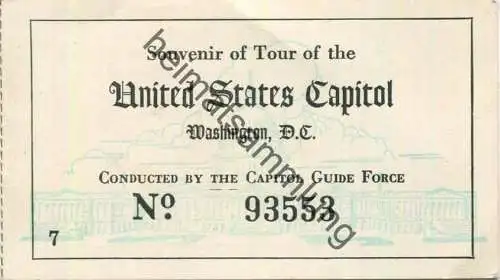 USA - United States Capitol Washington - Eintrittskarte und Werbung für eine Broschüre