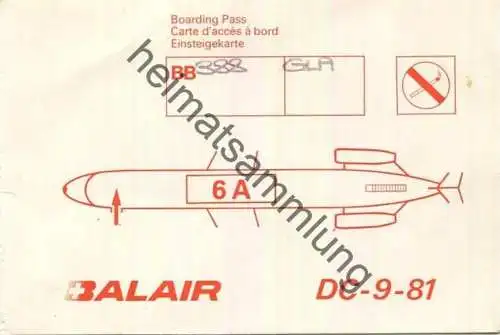 Boarding Pass - Balair DC-9-81