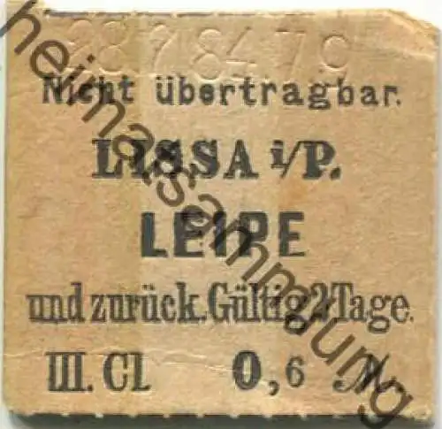 Polen - Lissa i. P. - Leipe und zurück - Gültig 2 Tage - Fahrkarte III. Cl 0,6 M 28.7.84