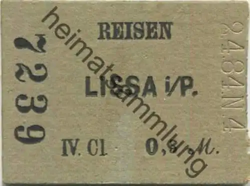 Polen - Reisen - Lissa i. P. - Fahrkarte IV. Cl 0,3 M 2.4.84