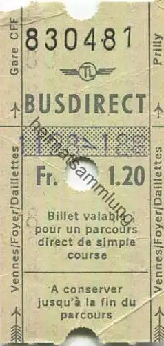 Schweiz - TL Lausanne - Busdirect - Fahrschein Fr. 1.20