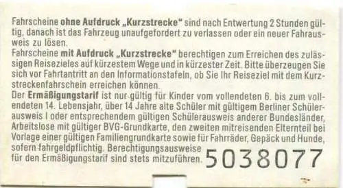 Deutschland - Berlin - BVG - Fahrschein Normaltarif 1988