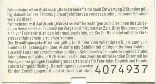 Deutschland - Berlin - BVG - Fahrschein Normaltarif 1988