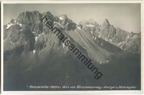 Kemptnerhütte - Blick vom Türschiesserweg auf Kratzer und Mädelegabel - Foto-Ansichtskarte - Verlag Josef Gail München