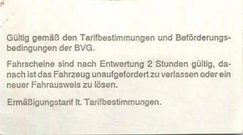 Deutschland - Berlin - BVG - Fahrschein Ermäßigung 1993