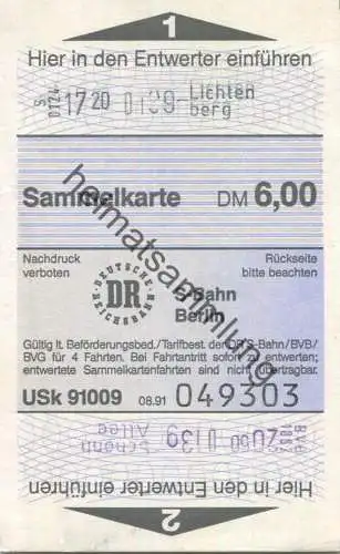 Deutschland - Berlin - DR Deutsche Reichsbahn - S-Bahn Berlin - Sammelkarte 1991