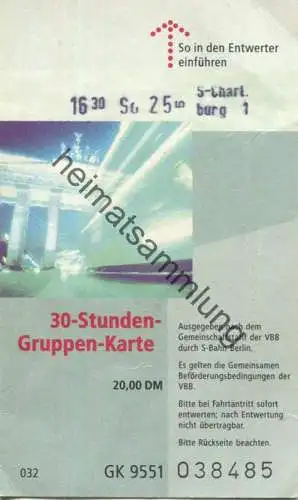 Deutschland - Berlin - S-Bahn Berlin GmbH - VBB - 30 Stunden Gruppen-Karte 20,00DM 1995