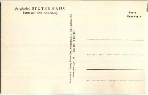 Turm auf dem Adlersberg - Foto-Ansichtskarte - Verlag Photo-Dörr Schleusingen 50er Jahre