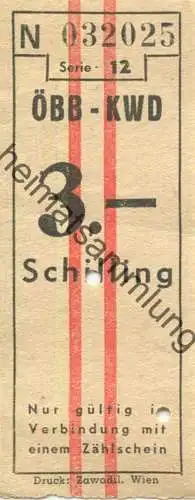 Österreich - ÖBB - KWD - Österreichische Bundesbahn Kraftwagendienst - Fahrschein 3.- Schilling - Nur gültig in Verbindu