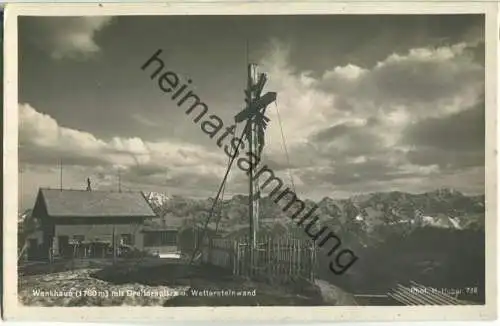 Wankhaus mit Dreitorspitze und Wettersteinwand - Foto-Ansichtskarte - Verlag Hans Huber München