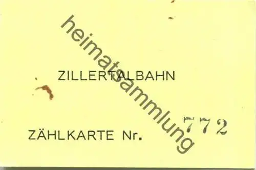 Österreich - Zillertalbahn - Zählkarte