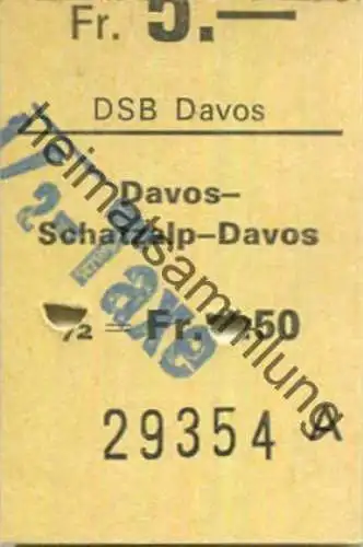 Schweiz - DSB Davos - Davos-Schatzalp-Davos - 1/2 Taxe Fahrkarte