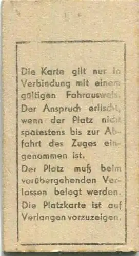 Deutschland - Platzkarte für Zug 63 Hamburg-Altona - Berlin - 2. Kl.