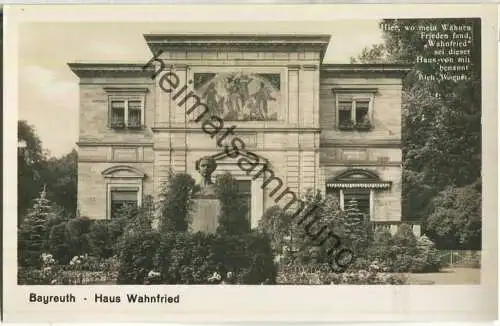 Bayreuth - Haus Wahnfried - Foto-Ansichtskarte - Verlag Georg Niehrenheim Bayreuth