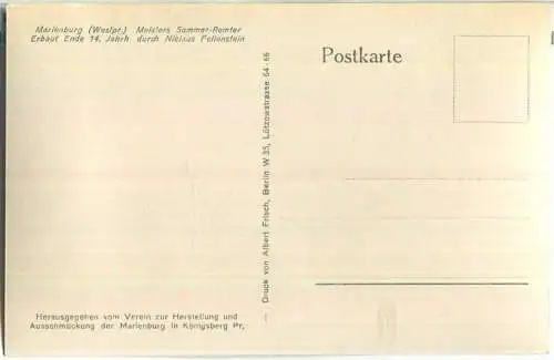 Marienburg - Meisters Sommer-Remter - Verlag Albert Frisch Berlin