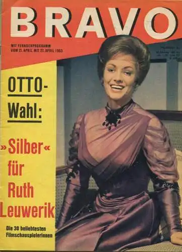Deutschland - Bravo mit Fernsehprogramm und vieles mehr April 1963 - 40 Seiten mit vielen Abbildungen