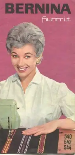 Bernina favorit - Faltblatt mit vielen Abbildungen - beiliegend Bestellschein und Rechnung 1959 - gekauft bei Nähmaschin