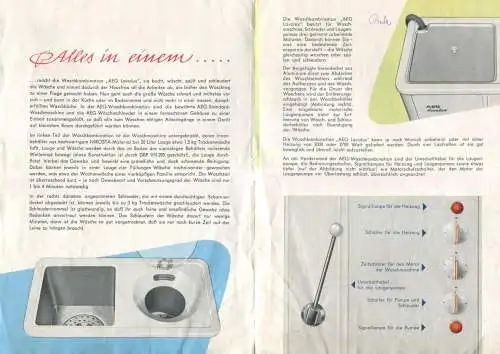 AEG Lavalux - Waschkombination 1957 - Faltblatt mit 7 Abbildungen