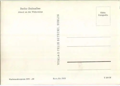 Berlin - Stalinallee - Weberwiese - Nacht - Verlag Felix Setecki Berlin