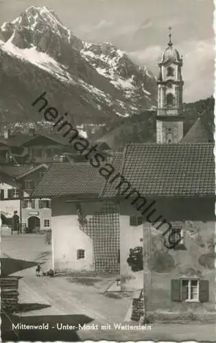 Mittenwald - Unterer Markt - Foto-AK gel. 1953