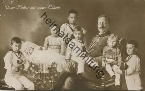 Preussen - Unser Kaiser mit seinen Enkeln - Verlag Gustav Liersch Berlin - Rückseite beschrieben 1916