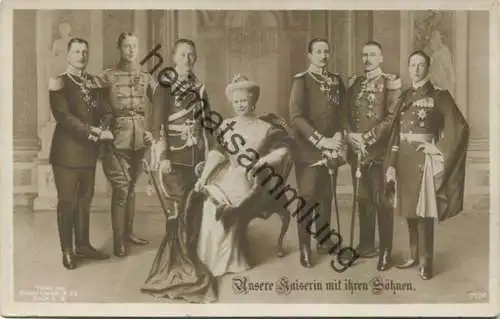 Preussen - Unsere Kaiserin mit ihren Söhnen - Verlag Gustav Liersch Berlin - Rückseite beschrieben 1916