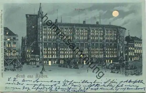 Aachen - Rathaus - Durchscheinkarte - Verlag W. Hagelberg Berlin gel. 1900