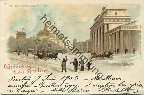 Berlin - Brandenburger Tor - Reichstag - Verlag J. Miesler Berlin - gel. 1900