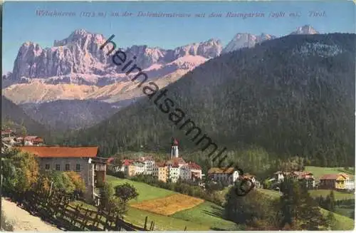 Welschnoven an der Dolomitenstrasse mit dem Rosengarten - Verlag Johann F. Ammon Bozen