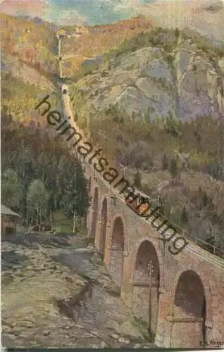 Die Mendelbahn bei Bozen - Künstlerkarte signiert R. A. Höger - Verlag Johann F. Ammon Bozen