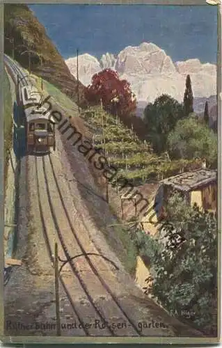 Die Rittnerbahn und der Rosengarten - Künstlerkarte signiert R. A. Höger - Verlag Johann F. Ammon Bozen