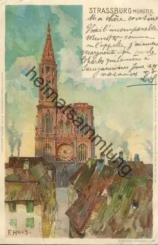 Strassburg - Münster - signiert F. Hoch - Verlag E. Nister Nürnberg - gel. 1900