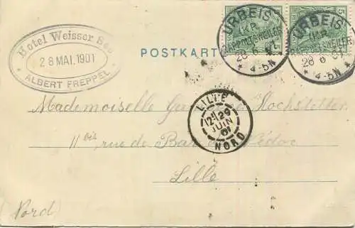 Weisser See - Hotel - Besitzer Albert Freppel - Verlag Felix Luib Strassburg - gel. 1901